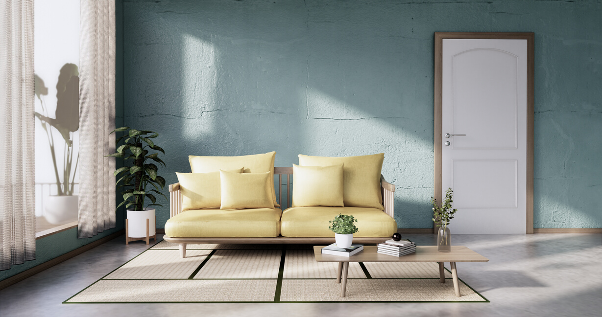Mint Living Room Interior Design. 3D Rendering